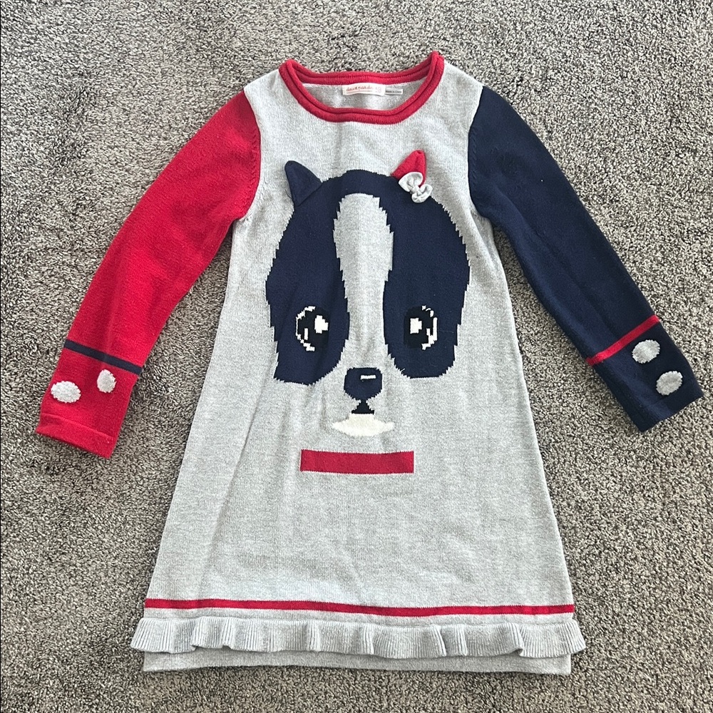 Deux par Deux Red and Gray Knit Sweater Dress